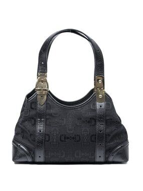 Gucci Small Horsebit Glam Tote Bag Black Printed Canvas